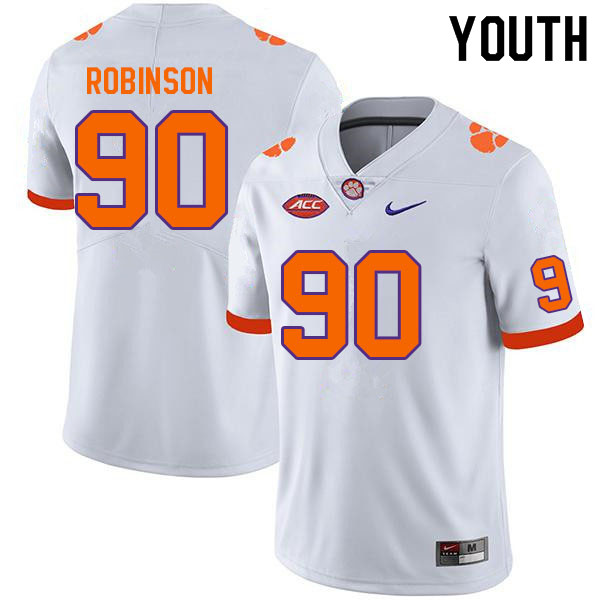 Youth #90 Jabriel Robinson Clemson Tigers College Football Jerseys Sale-White - Click Image to Close
